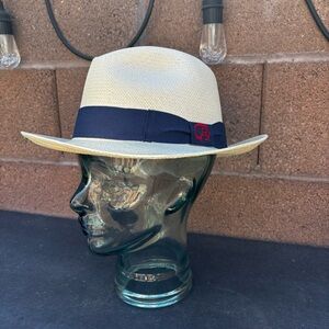 Robert Graham Men’s Panama Straw Hat Hand Woven Contrast Trim Size Medium
